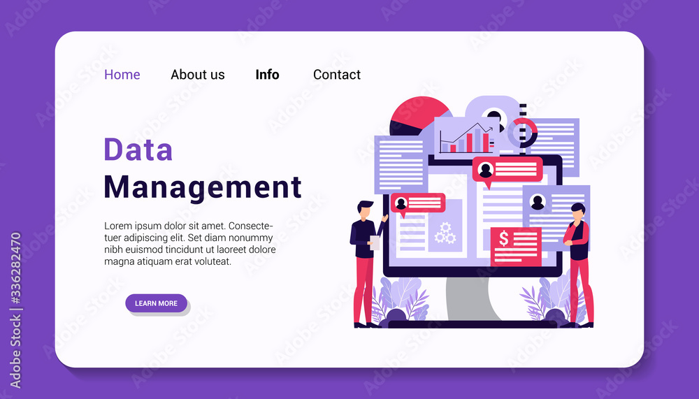 data management landing page template flat design vector illustration data management landing page template flat design vector illustration