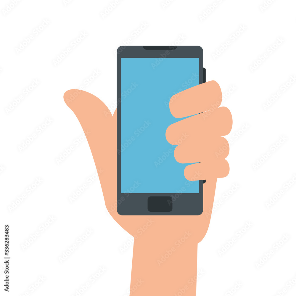 hand using smartphone device isolated icon vector illustration designs