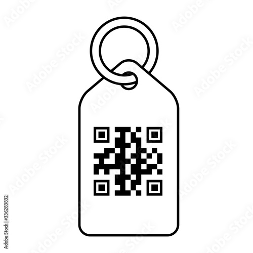 qr code over label design of technology scan information business price communication barcode digital and data theme Vector illustration