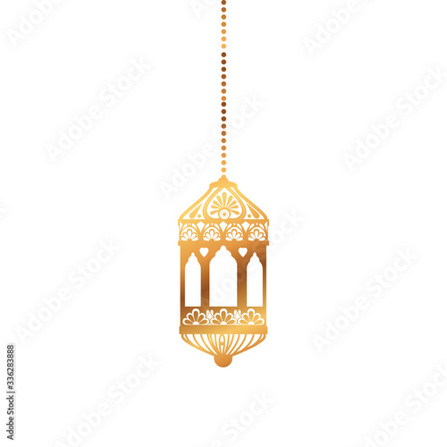 Hanging gold lantern design of Bohemic ornament indian decoration retro vintage meditation henna ethnic arabic texture and tribal theme Vector illustration