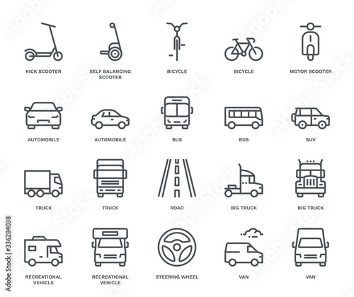Print op canvas Road Transport Icons