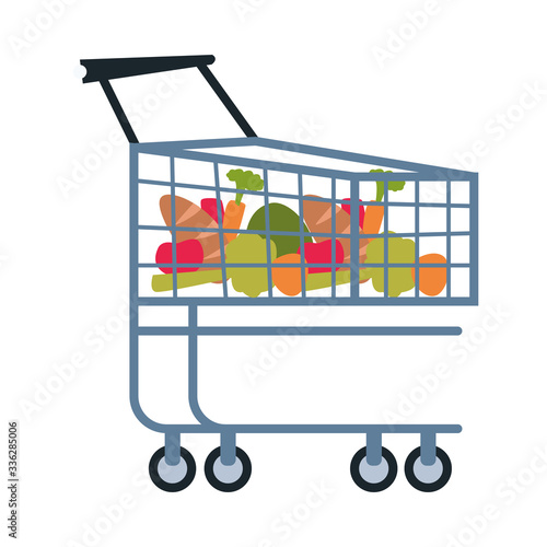 shopping cart with fruits and vegetables