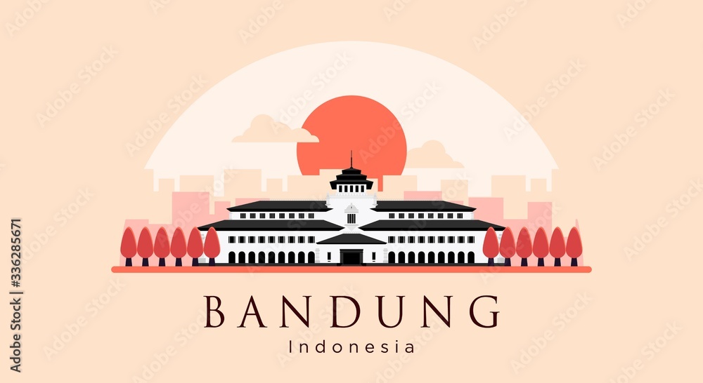 Gedung Sate Flat Style Vector Illustration The Icon of Bandung, West Java, Indonesia Gedung Sate Flat Style Vector Illustration The Icon of Bandung, West Java, Indonesia