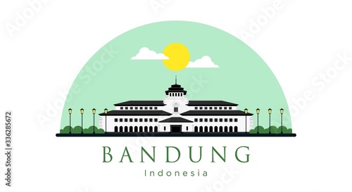 Gedung Sate Flat Style Vector Illustration The Icon of Bandung, West Java, Indonesia