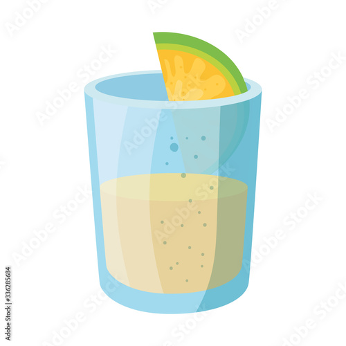 Mexican tequila shot with lemon design, Mexico culture tourism landmark latin and party theme Vector illustration