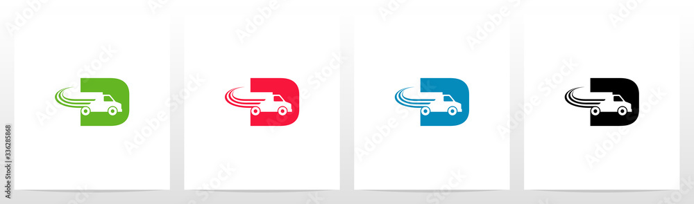Transport Truck On Letter Logo Design D - obrazy, fototapety, plakaty 