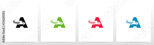 Transport Truck On Letter Logo Design A