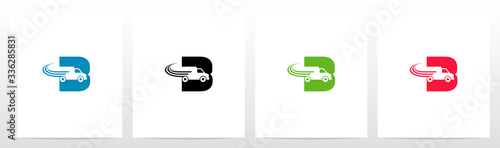 Transport Truck On Letter Logo Design B
