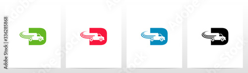 Transport Truck On Letter Logo Design D