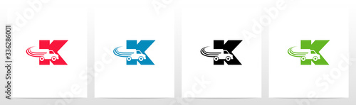 Transport Truck On Letter Logo Design K
