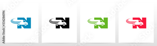 Transport Truck On Letter Logo Design N
