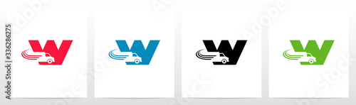 Transport Truck On Letter Logo Design W