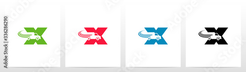 Transport Truck On Letter Logo Design X