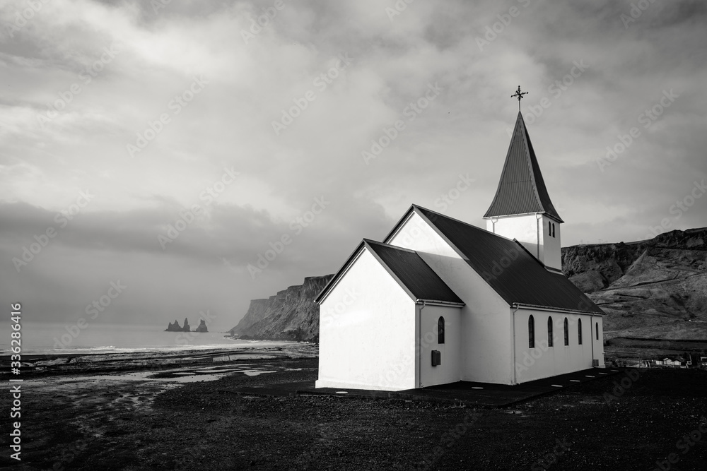 Church and landscape somewhere in Iceland Church and landscape somewhere in Iceland