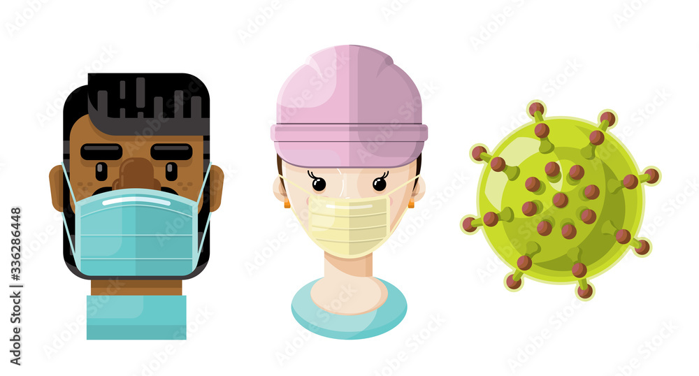 Flat Vector Set of Two Medical Professionals and a Virus Icon 3
Flat Vector Set of Two Medical Professionals and a Virus Icon 3