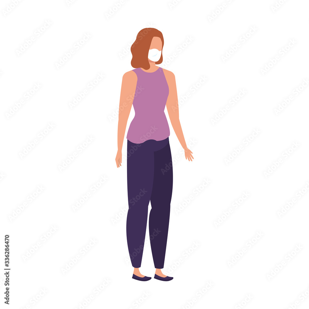 young woman with face mask isolated icon vector illustration design young woman with face mask isolated icon vector illustration design