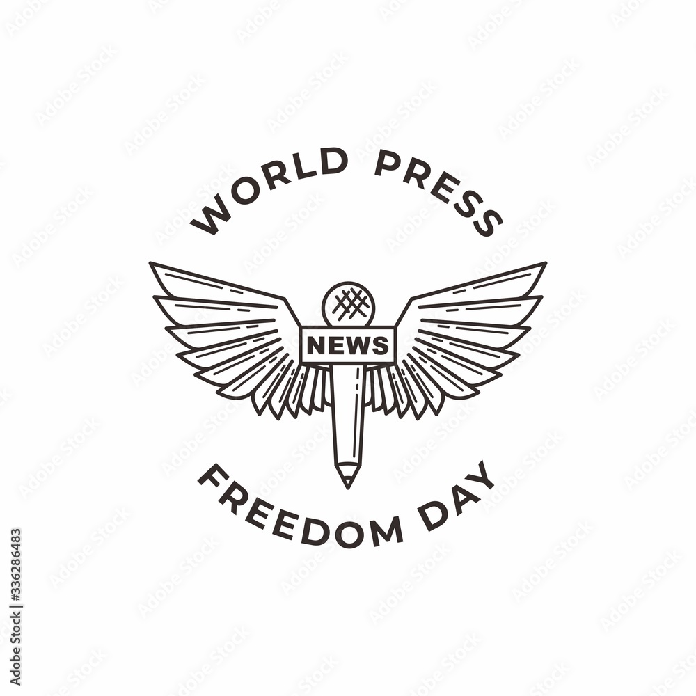World Press Freedom Day Label Badge Stamp Sticker logo design vector from line style