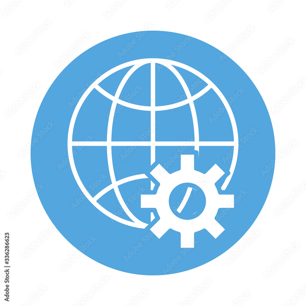 sphere browser with gear block style icon sphere browser with gear block style icon