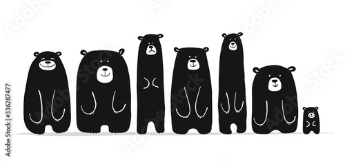 Funny bears family, sketch for your design