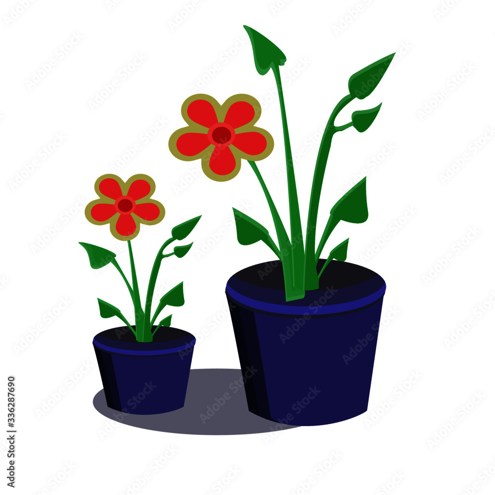 Flower pot with soft red flowers. Flower pot with soft red flowers.