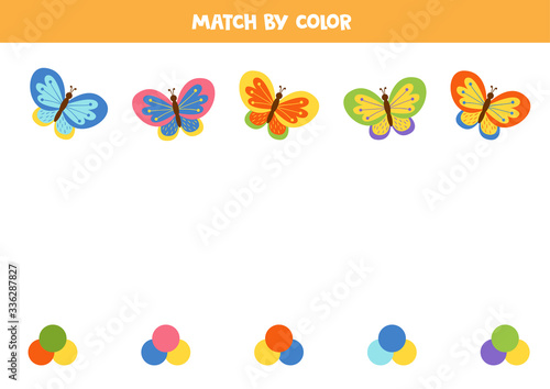 Color matching game for children. educational worksheet.
