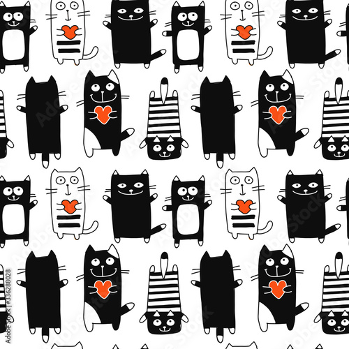 Funny cats, seamless pattern for your design