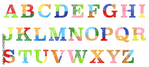 watercolor patchwork colorful alphabet  vector 