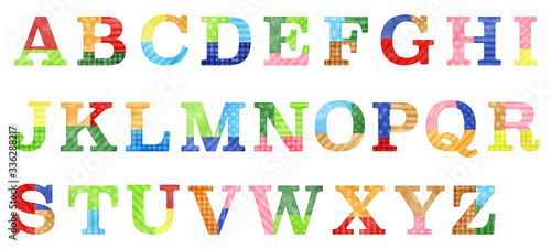 watercolor patchwork colorful alphabet (vector)