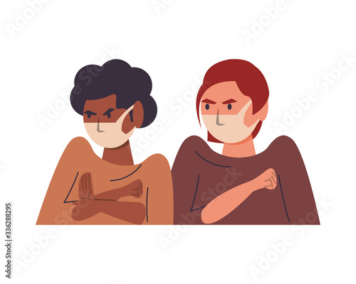 interracial girls using face masks characters