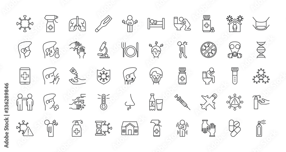 bundle of covid19 set icons bundle of covid19 set icons