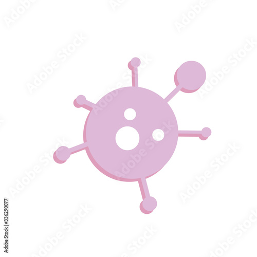 Bacteria with nucleus and arms vector design. Pink single illness germ with arms. Sickness microbe. Contagious pathogen organism symbol.
