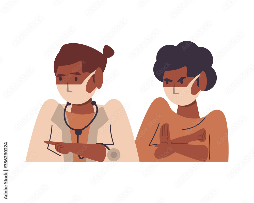 afro female doctor with patient using face masks afro female doctor with patient using face masks