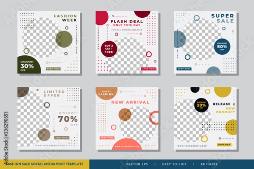 Minimalist Fashion Sale social media post Circle design template Premium Vector