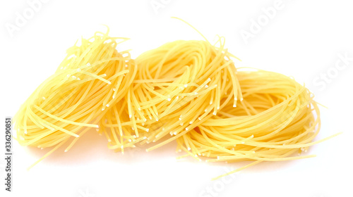 nest pasta on white background