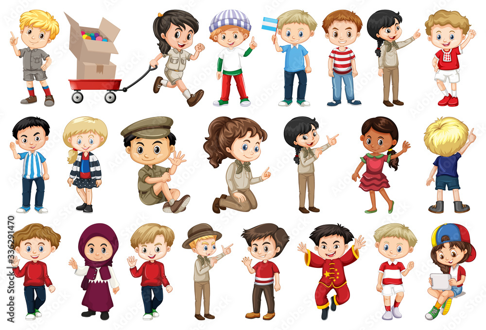 Large set of children doing different activities Large set of children doing different activities