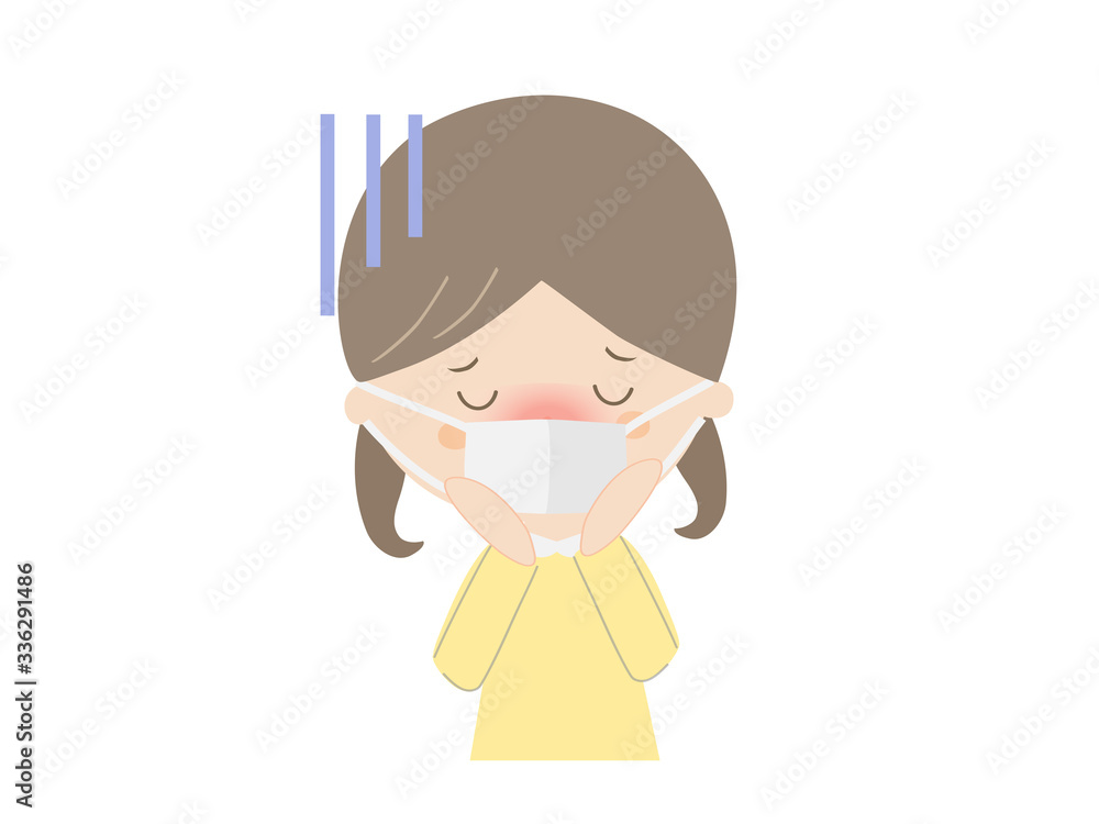 A girl who seems to be sick with fever