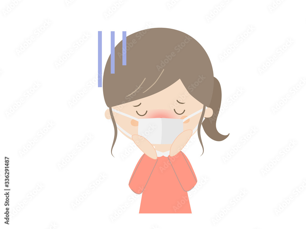 A girl who seems to be sick with fever A girl who seems to be sick with fever