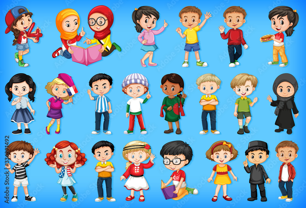 Large set of children doing different activities Large set of children doing different activities