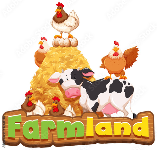 Font design for farmland with many farm animals