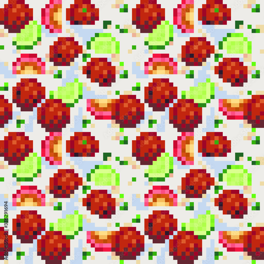 Abstract seamless pattern, pixel art style, fabric texture, print for clothes. Isolated vector illustration. 1-bit. Design for stickers, textile, mobile app. Abstract seamless pattern, pixel art style, fabric texture, print for clothes. Isolated vector illustration. 1-bit. Design for stickers, textile, mobile app.