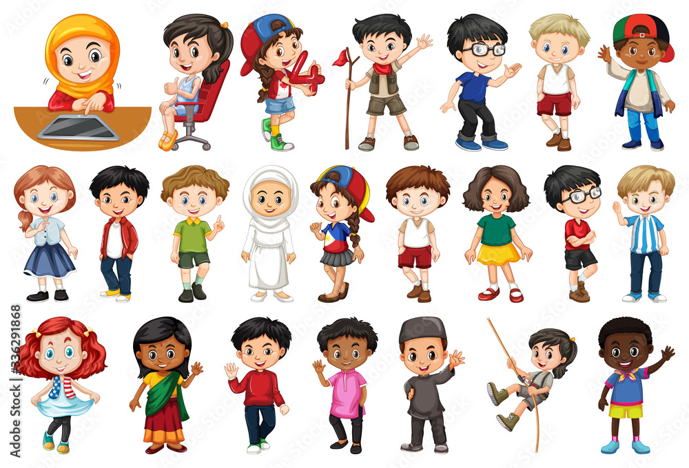 Large set of children doing different activities Large set of children doing different activities