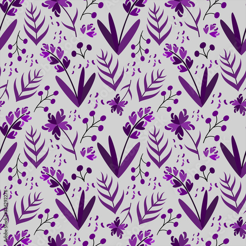 Purple Floral Seamless Pattern for Spring