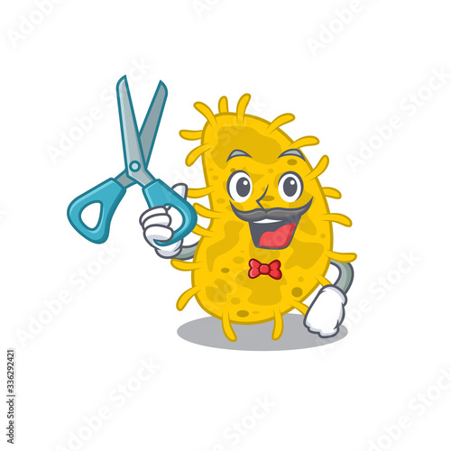 Sporty bacteria spirilla cartoon character design with barber