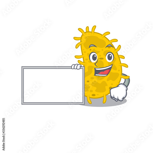 Bacteria spirilla cartoon character design style with board