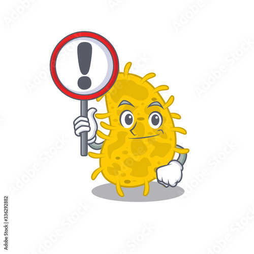 An icon of bacteria spirilla cartoon design style with a sign board