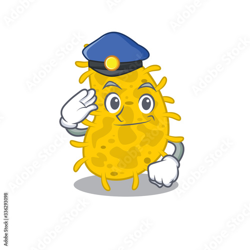 Police officer mascot design of bacteria spirilla wearing a hat