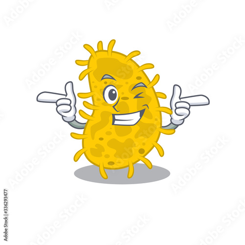Cartoon design concept of bacteria spirillawith funny wink eye