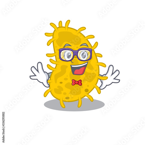 Mascot design style of geek bacteria spirilla with glasses