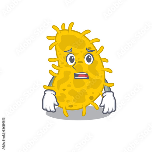 Cartoon design style of bacteria spirilla showing worried face