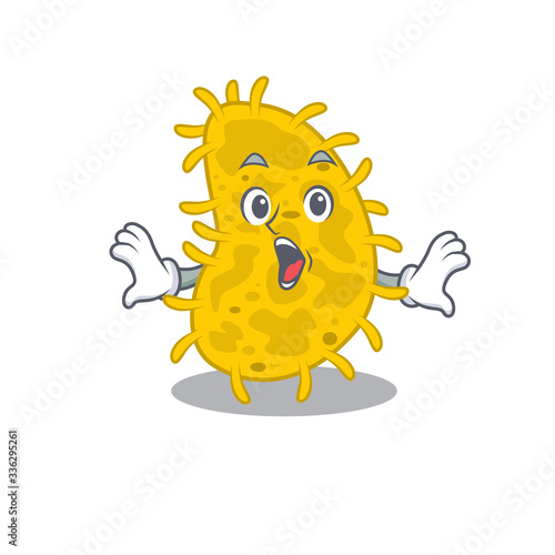 Cartoon design style of bacteria spirilla has a surprised gesture